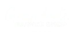 Grandad's Barber Shop Logo, White - Family Owned Since 1966